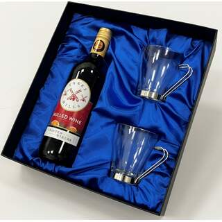 Cappuccino Glass Gift Set with a 75cl Bottle of Mulled Wine