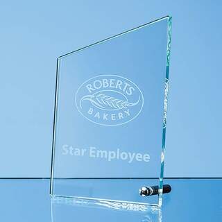 16cm x 10cm x 1cm Jade Glass Peak with Chrome Pin, H or V